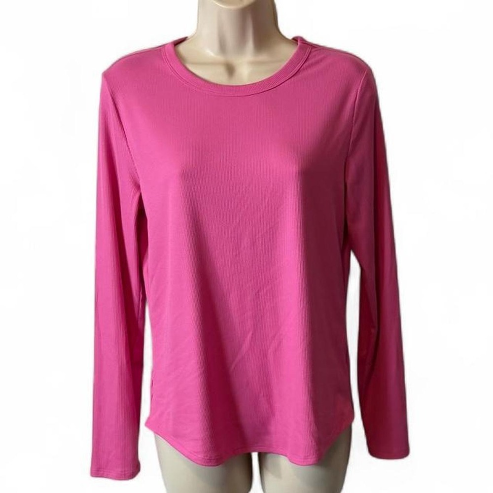 No Boundaries Vibrant Pink Long Sleeve Top, Women's Size L